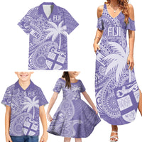 Custom Indo Fijians Family Matching Summer Maxi Dress and Hawaiian Shirt Fiji ke Hindustani Polyneisan Paisley Purple Style - Wonder Print Shop