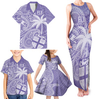 Custom Indo Fijians Family Matching Tank Maxi Dress and Hawaiian Shirt Fiji ke Hindustani Polyneisan Paisley Purple Style - Wonder Print Shop