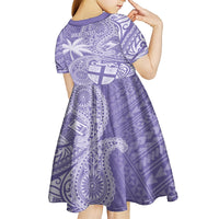 Custom Indo Fijians Kid Short Sleeve Dress Fiji ke Hindustani Polyneisan Paisley Purple Style - Wonder Print Shop