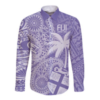 Custom Indo Fijians Long Sleeve Button Shirt Fiji ke Hindustani Polyneisan Paisley Purple Style - Wonder Print Shop