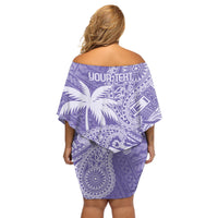 Custom Indo Fijians Off Shoulder Short Dress Fiji ke Hindustani Polyneisan Paisley Purple Style - Wonder Print Shop