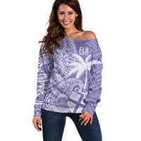Custom Indo Fijians Off Shoulder Sweater Fiji ke Hindustani Polyneisan Paisley Purple Style - Wonder Print Shop