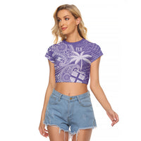 Custom Indo Fijians Raglan Cropped T Shirt Fiji ke Hindustani Polyneisan Paisley Purple Style - Wonder Print Shop