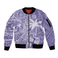 Custom Indo Fijians Sleeve Zip Bomber Jacket Fiji ke Hindustani Polyneisan Paisley Purple Style - Wonder Print Shop