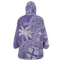 Custom Indo Fijians Wearable Blanket Hoodie Fiji ke Hindustani Polyneisan Paisley Purple Style - Wonder Print Shop