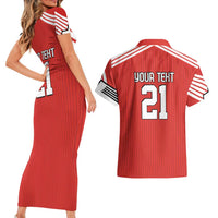 Swiss Football Custom Couples Matching Short Sleeve Bodycon Dress and Hawaiian Shirt 1990-1992 Retro Red Switzerland Vintage
