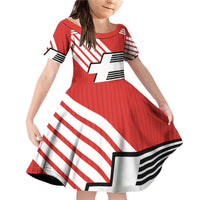 Swiss Football Custom Family Matching Off Shoulder Short Dress and Hawaiian Shirt 1990-1992 Retro Red Switzerland Vintage