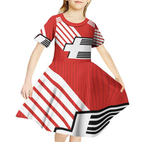 Swiss Football Custom Kid Short Sleeve Dress 1990-1992 Retro Red Switzerland Vintage