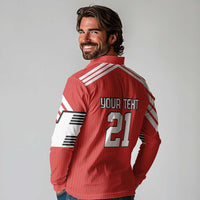 Swiss Football Custom Long Sleeve Polo Shirt 1990-1992 Retro Red Switzerland Vintage