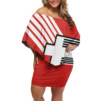 Swiss Football Custom Off Shoulder Short Dress 1990-1992 Retro Red Switzerland Vintage