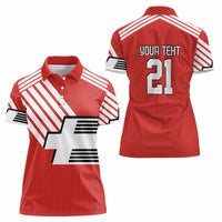 Swiss Football Custom Women Polo Shirt 1990-1992 Retro Red Switzerland Vintage
