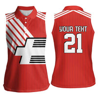 Swiss Football Custom Women Sleeveless Polo Shirt 1990-1992 Retro Red Switzerland Vintage