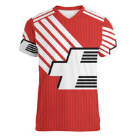 Swiss Football Custom Women V-Neck T-Shirt 1990-1992 Retro Red Switzerland Vintage