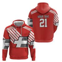 Swiss Football Custom Zip Hoodie 1990-1992 Retro Red Switzerland Vintage