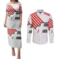 Swiss Football Custom Couples Matching Puletasi and Long Sleeve Button Shirt 1990-1992 Retro White Switzerland Vintage