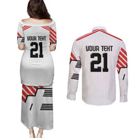 Swiss Football Custom Couples Matching Puletasi and Long Sleeve Button Shirt 1990-1992 Retro White Switzerland Vintage