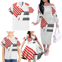 Swiss Football Custom Family Matching Off The Shoulder Long Sleeve Dress and Hawaiian Shirt 1990-1992 Retro White Switzerland Vintage