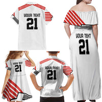 Swiss Football Custom Family Matching Off Shoulder Maxi Dress and Hawaiian Shirt 1990-1992 Retro White Switzerland Vintage