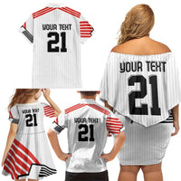 Swiss Football Custom Family Matching Off Shoulder Short Dress and Hawaiian Shirt 1990-1992 Retro White Switzerland Vintage