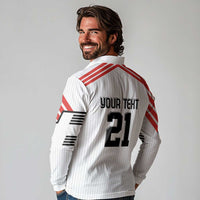 Swiss Football Custom Long Sleeve Polo Shirt 1990-1992 Retro White Switzerland Vintage