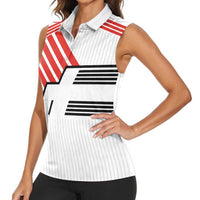 Swiss Football Custom Women Sleeveless Polo Shirt 1990-1992 Retro White Switzerland Vintage