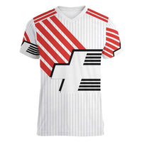 Swiss Football Custom Women V-Neck T-Shirt 1990-1992 Retro White Switzerland Vintage