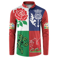 Custom British Lions Button Sweatshirt Combination of England Irish Scottish Welsh