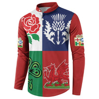 Custom British Lions Button Sweatshirt Combination of England Irish Scottish Welsh