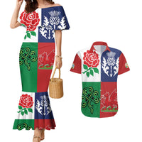 Custom British Lions Couples Matching Mermaid Dress and Hawaiian Shirt Combination of England Irish Scottish Welsh