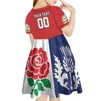 Custom British Lions Kid Short Sleeve Dress Combination of England Irish Scottish Welsh