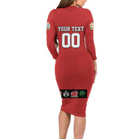 Custom British Lions Long Sleeve Bodycon Dress Combination of England Irish Scottish Welsh