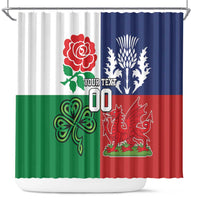 Custom British Lions Shower Curtain Combination of England Irish Scottish Welsh