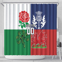 Custom British Lions Shower Curtain Combination of England Irish Scottish Welsh