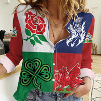 Custom British Lions Women Casual Shirt Combination of England Irish Scottish Welsh