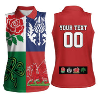 Custom British Lions Women Sleeveless Polo Shirt Combination of England Irish Scottish Welsh