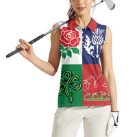 Custom British Lions Women Sleeveless Polo Shirt Combination of England Irish Scottish Welsh