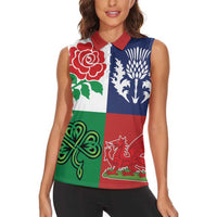 Custom British Lions Women Sleeveless Polo Shirt Combination of England Irish Scottish Welsh