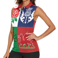 Custom British Lions Women Sleeveless Polo Shirt Combination of England Irish Scottish Welsh