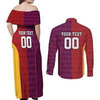 Custom British Lions Australia Queensland Couples Matching Off Shoulder Maxi Dress and Long Sleeve Button Shirt Sporty Style