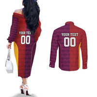Custom British Lions Australia Queensland Couples Matching Off The Shoulder Long Sleeve Dress and Long Sleeve Button Shirt Sporty Style