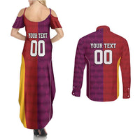 Custom British Lions Australia Queensland Couples Matching Summer Maxi Dress and Long Sleeve Button Shirt Sporty Style