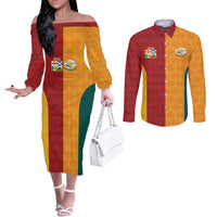 Custom British Lions Australia Wallabies Couples Matching Off The Shoulder Long Sleeve Dress and Long Sleeve Button Shirt Sporty Style