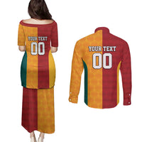 Custom British Lions Australia Wallabies Couples Matching Puletasi and Long Sleeve Button Shirt Sporty Style