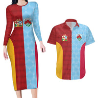 Custom British Lions Australia Waratahs Couples Matching Long Sleeve Bodycon Dress and Hawaiian Shirt Sporty Style