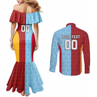 Custom British Lions Australia Waratahs Couples Matching Mermaid Dress and Long Sleeve Button Shirt Sporty Style