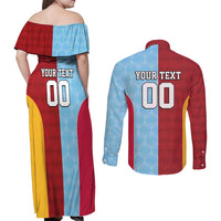 Custom British Lions Australia Waratahs Couples Matching Off Shoulder Maxi Dress and Long Sleeve Button Shirt Sporty Style