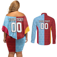 Custom British Lions Australia Waratahs Couples Matching Off Shoulder Short Dress and Long Sleeve Button Shirt Sporty Style