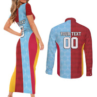 Custom British Lions Australia Waratahs Couples Matching Short Sleeve Bodycon Dress and Long Sleeve Button Shirt Sporty Style