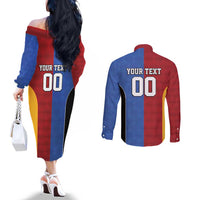 Custom British Lions Australia Western Force Couples Matching Off The Shoulder Long Sleeve Dress and Long Sleeve Button Shirt Sporty Style