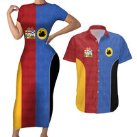 Custom British Lions Australia Western Force Couples Matching Short Sleeve Bodycon Dress and Hawaiian Shirt Sporty Style